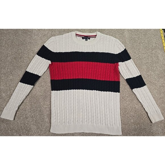 Tommy Hilfiger Cable Knit Sweater Long Sleeve Pullover Flag Logo Women's XXL - Picture 1 of 12